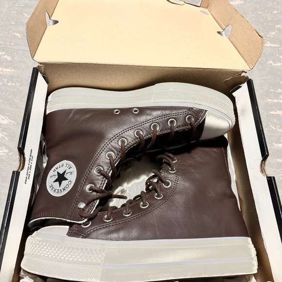 Converse Chocolate Leather High-Top Sneakers - Picture 10 of 10
